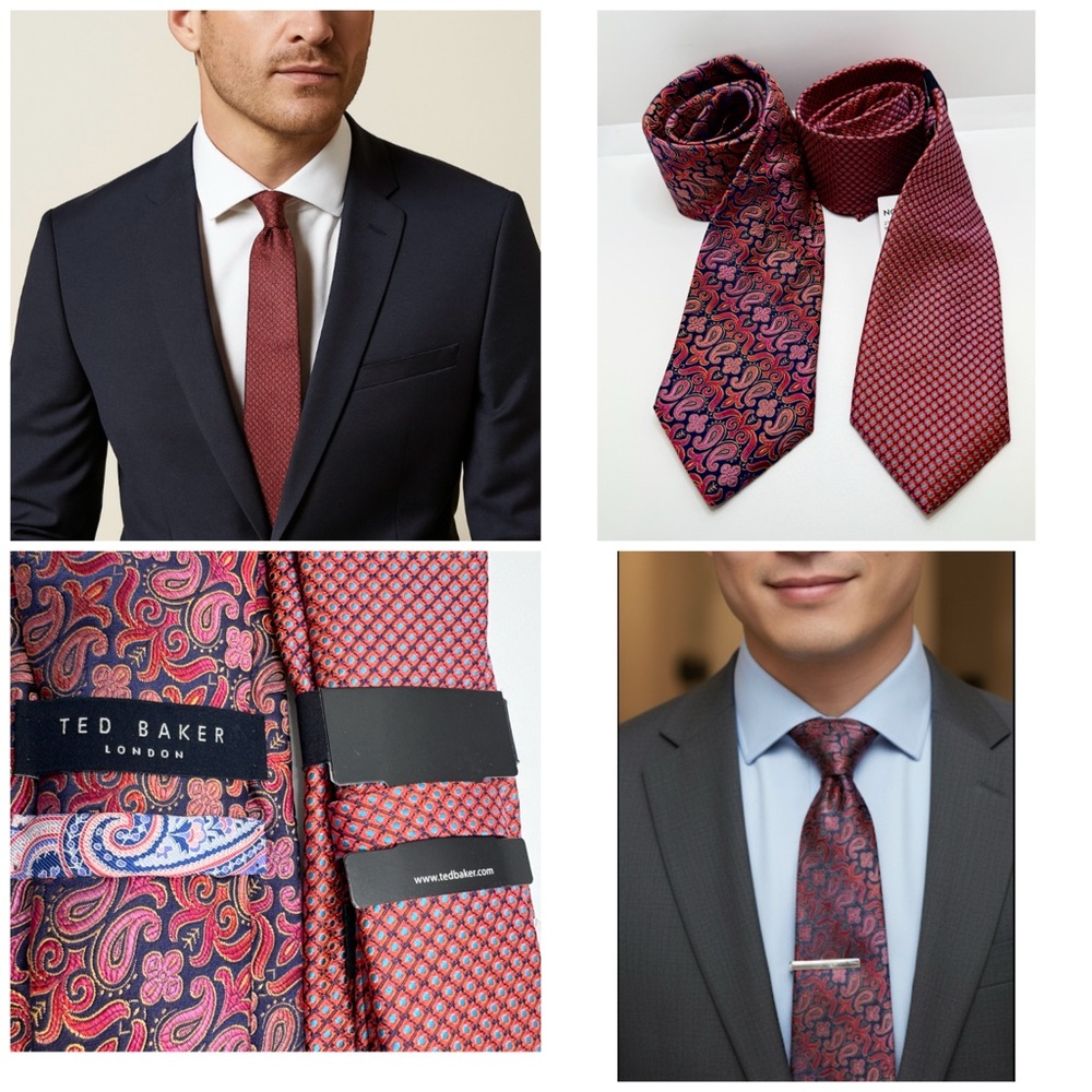 NWT- TED BAKER Bundle Paisley Diamond Pattern Silk Necktie